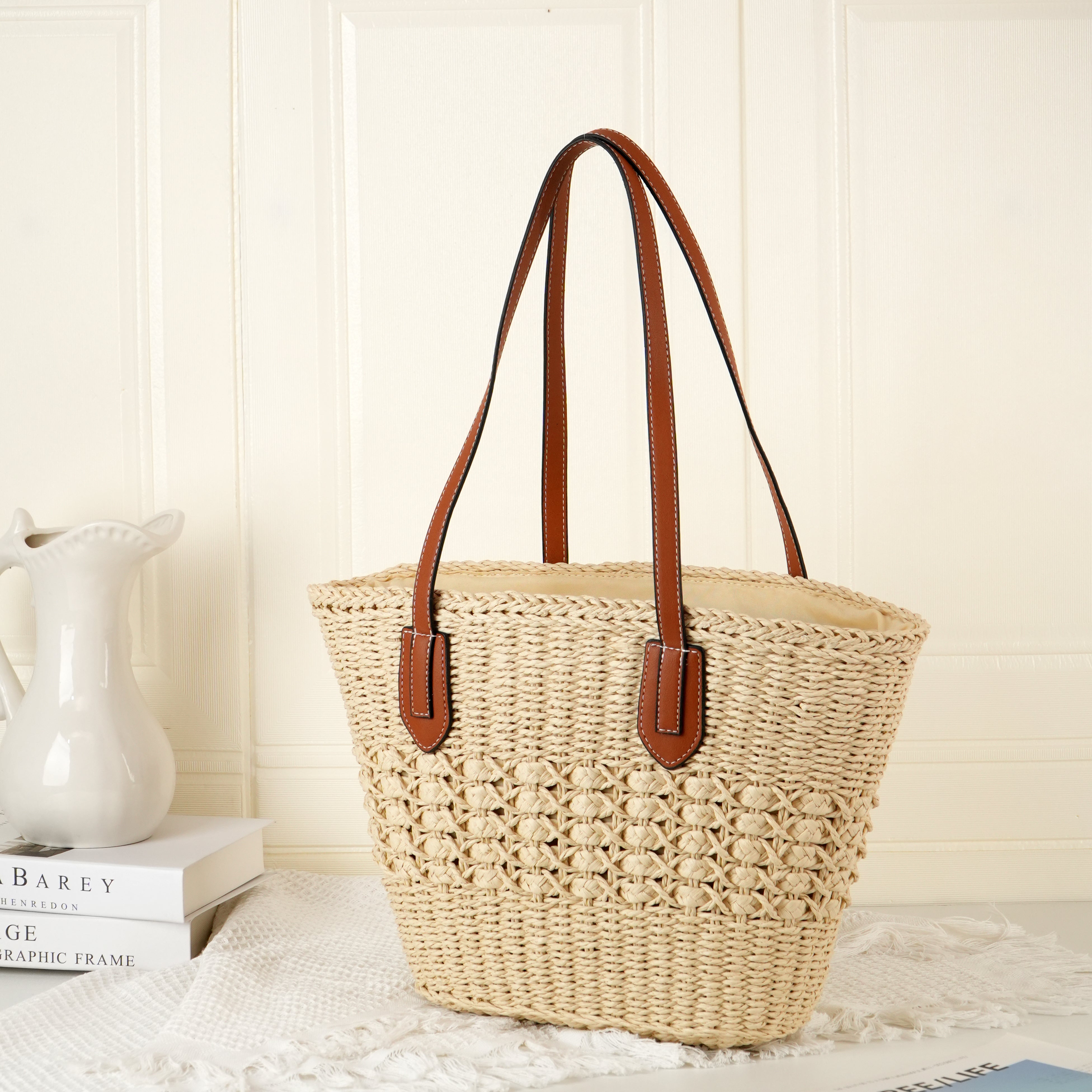 TOTE hotsell Wicker Handle Woven